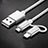 Chargeur Lightning Cable Data Synchro Cable Android Micro USB C01 pour Apple iPhone 13 Pro Max Argent Petit