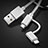 Chargeur Lightning Cable Data Synchro Cable Android Micro USB C01 pour Apple iPhone 13 Pro Max Argent Petit