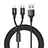 Chargeur Lightning Cable Data Synchro Cable Android Micro USB ML05 Noir