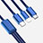 Chargeur Lightning Cable Data Synchro Cable Android Micro USB Type-C ML02 Bleu Petit