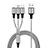 Chargeur Lightning Cable Data Synchro Cable Android Micro USB Type-C ML08 Argent