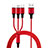 Chargeur Lightning Cable Data Synchro Cable Android Micro USB Type-C ML08 Rouge