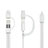 Coque Capuchon Holder Silicone Couverture de Plume Cable Lightning Adaptateur Anti-Perdu P01 pour Apple Pencil Blanc