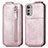 Coque Clapet Portefeuille Cuir S01D pour Motorola Moto E32s Or Rose