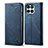 Coque Clapet Portefeuille Livre Tissu B01S pour Huawei Honor X8b Bleu