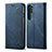 Coque Clapet Portefeuille Livre Tissu B01S pour Xiaomi Mi Note 10 Lite Bleu