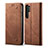 Coque Clapet Portefeuille Livre Tissu B01S pour Xiaomi Mi Note 10 Lite Marron