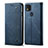 Coque Clapet Portefeuille Livre Tissu B01S pour Xiaomi POCO C3 Bleu