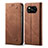 Coque Clapet Portefeuille Livre Tissu B01S pour Xiaomi Poco X3 NFC Marron