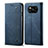 Coque Clapet Portefeuille Livre Tissu B01S pour Xiaomi Poco X3 Pro Bleu