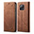 Coque Clapet Portefeuille Livre Tissu B01S pour Xiaomi Redmi 10X 5G Marron