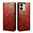 Coque Clapet Portefeuille Livre Tissu B01S pour Xiaomi Redmi 13C Marron