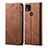 Coque Clapet Portefeuille Livre Tissu B01S pour Xiaomi Redmi 9C NFC Marron