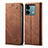 Coque Clapet Portefeuille Livre Tissu B01S pour Xiaomi Redmi Note 13 5G Marron