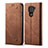 Coque Clapet Portefeuille Livre Tissu B01S pour Xiaomi Redmi Note 9 Marron