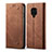 Coque Clapet Portefeuille Livre Tissu B01S pour Xiaomi Redmi Note 9 Pro Max Marron