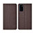 Coque Clapet Portefeuille Livre Tissu H01 pour Huawei Honor V30 5G Marron