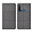 Coque Clapet Portefeuille Livre Tissu H01 pour Huawei P20 Lite (2019) Gris