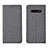 Coque Clapet Portefeuille Livre Tissu H01 pour Samsung Galaxy S10 Plus Gris