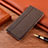 Coque Clapet Portefeuille Livre Tissu H02 pour Apple iPhone 13 Mini Marron