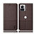 Coque Clapet Portefeuille Livre Tissu H12P pour Motorola Moto Edge 30 Ultra 5G Marron