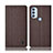 Coque Clapet Portefeuille Livre Tissu H12P pour Motorola Moto G71 5G Marron