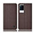 Coque Clapet Portefeuille Livre Tissu H12P pour Vivo iQOO 8 5G Marron