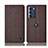 Coque Clapet Portefeuille Livre Tissu H13P pour Motorola Moto Edge S30 5G Marron