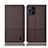 Coque Clapet Portefeuille Livre Tissu H13P pour Oppo Find X3 5G Marron