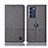 Coque Clapet Portefeuille Livre Tissu H14P pour Motorola Moto Edge S30 5G Gris