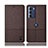 Coque Clapet Portefeuille Livre Tissu H14P pour Motorola Moto Edge S30 5G Marron