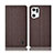 Coque Clapet Portefeuille Livre Tissu H14P pour Oppo Find X5 Pro 5G Marron