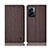 Coque Clapet Portefeuille Livre Tissu H14P pour Oppo K10 5G India Marron