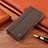 Coque Clapet Portefeuille Livre Tissu H14P pour Realme C25Y India Marron