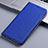 Coque Clapet Portefeuille Livre Tissu H21P pour Samsung Galaxy A7 (2018) A750 Bleu