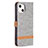 Coque Clapet Portefeuille Livre Tissu pour Apple iPhone 13 Gris Petit