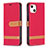 Coque Clapet Portefeuille Livre Tissu pour Apple iPhone 13 Mini Rouge