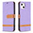 Coque Clapet Portefeuille Livre Tissu pour Apple iPhone 13 Mini Violet