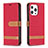 Coque Clapet Portefeuille Livre Tissu pour Apple iPhone 13 Pro Rouge