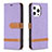 Coque Clapet Portefeuille Livre Tissu pour Apple iPhone 13 Pro Violet