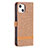 Coque Clapet Portefeuille Livre Tissu pour Apple iPhone 14 Marron Petit