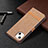 Coque Clapet Portefeuille Livre Tissu pour Apple iPhone 14 Marron Petit