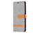 Coque Clapet Portefeuille Livre Tissu pour Apple iPhone 15 Gris Petit