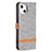 Coque Clapet Portefeuille Livre Tissu pour Apple iPhone 15 Gris Petit