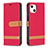 Coque Clapet Portefeuille Livre Tissu pour Apple iPhone 15 Plus Rouge