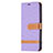 Coque Clapet Portefeuille Livre Tissu pour Apple iPhone 15 Plus Violet Petit