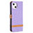 Coque Clapet Portefeuille Livre Tissu pour Apple iPhone 15 Plus Violet Petit