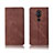 Coque Clapet Portefeuille Livre Tissu pour Nokia 7.1 Plus Marron