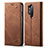 Coque Clapet Portefeuille Livre Tissu pour OnePlus 8 Pro Marron