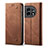 Coque Clapet Portefeuille Livre Tissu pour OnePlus Ace 2 5G Marron